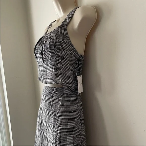 Japna Black White Gingham Two Piece Set Medium | Crop Top Mini Skirt NWT - Picture 4 of 16